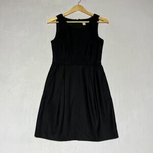 J Crew Pleated Shift Dress in Wool Flannel Size 2 Black Classic Office Work